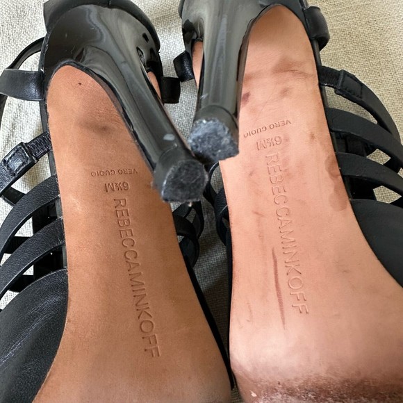 REBECCA MINKOFF Randi Leather Pointed-Toe Pumps in Black Leather - Picture 10 of 11